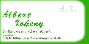 albert kokeny business card