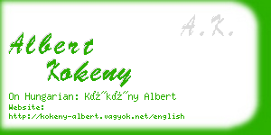 albert kokeny business card